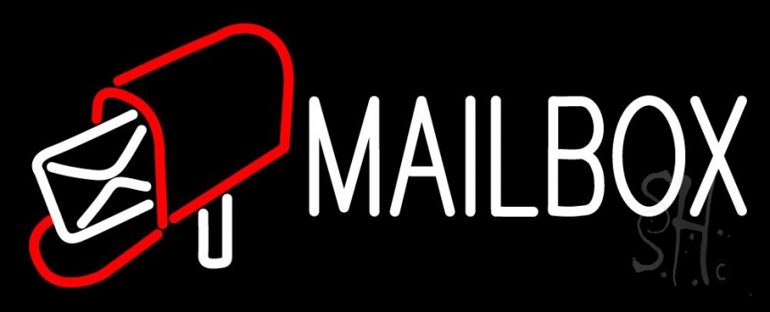 White Mailbox Red Logo Neon Sign