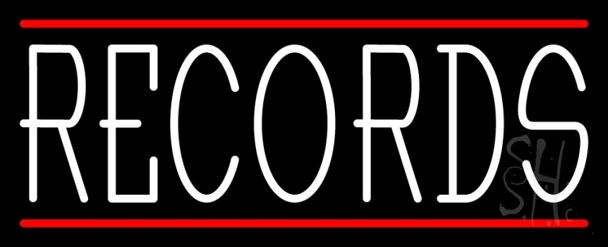 White Records Red Line Neon Sign