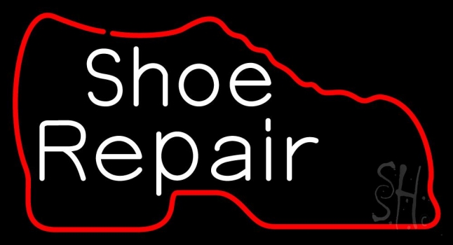 White Shoe Repair With Shoe Neon Sign
