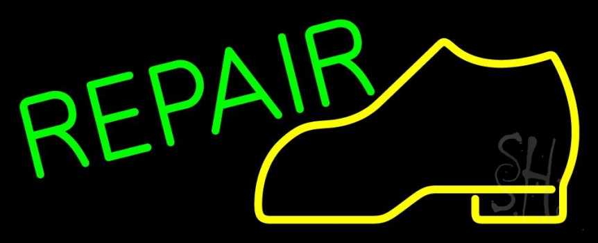 Yellow Boot Green Repair Neon Sign