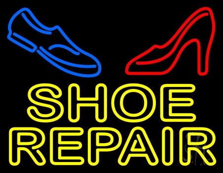 Yellow Shoe Repair With Sandal Shoe Neon Sign
