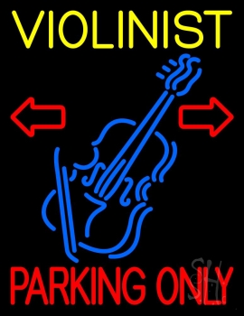 Yellow Violinist Red Parking Only Neon Sign