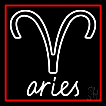Aries Zodiac Red Border Neon Sign