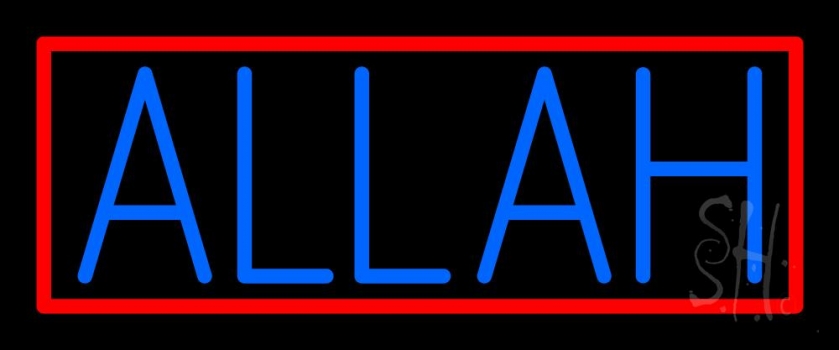 Blue Allah Red Border Neon Sign