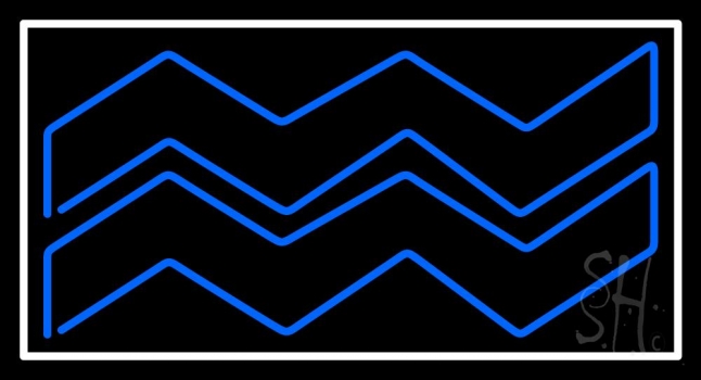 Blue Aquarius White Border Neon Sign