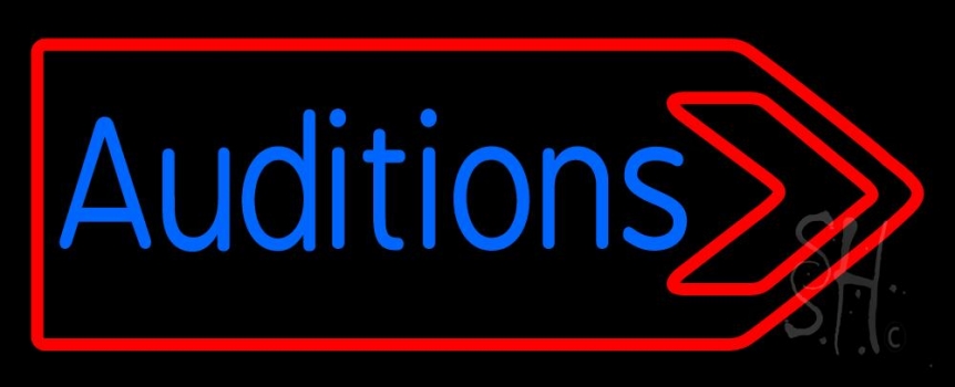 Blue Auditions With Arrow Neon Sign