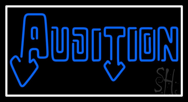 Blue Audition With Border Neon Sign