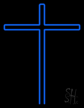 Blue Christian Cross Neon Sign