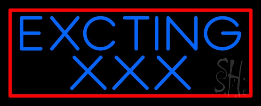 Blue Exciting Xxx With Border Neon Sign