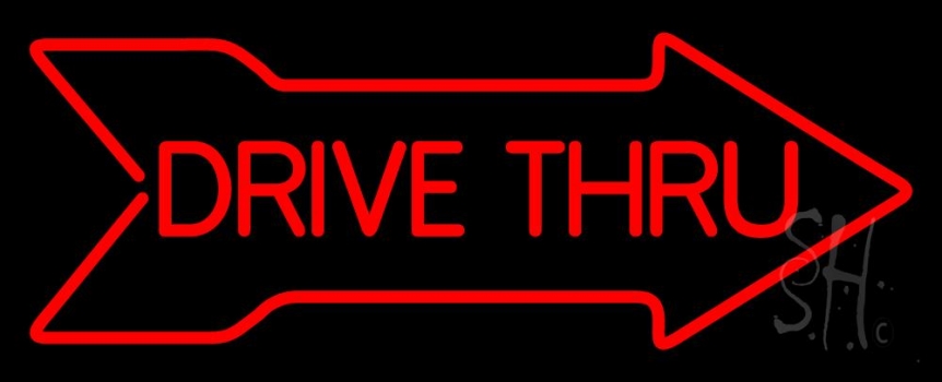 Drive Thru With Arrow Neon Sign