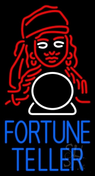 Blue Fortune Teller With Logo Neon Sign