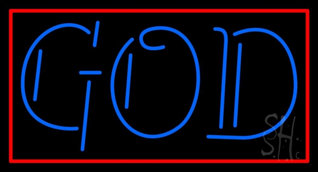 Blue God With Border Neon Sign