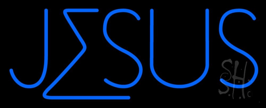 Blue Jesus Block Neon Sign