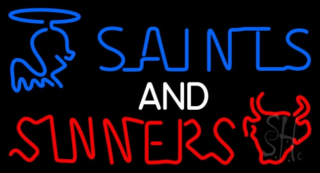 Blue Saints And Red Sinners Neon Sign