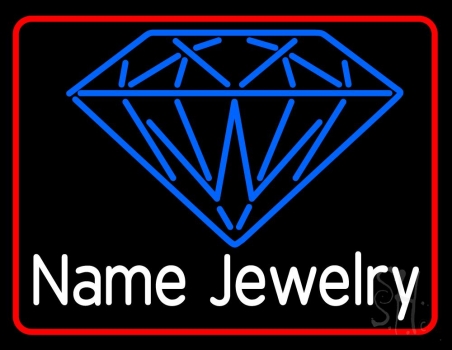 Custom Blue Jewelry Red Border Neon Sign