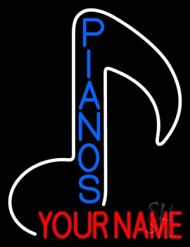 Custom Blue Pianos Vertical Neon Sign