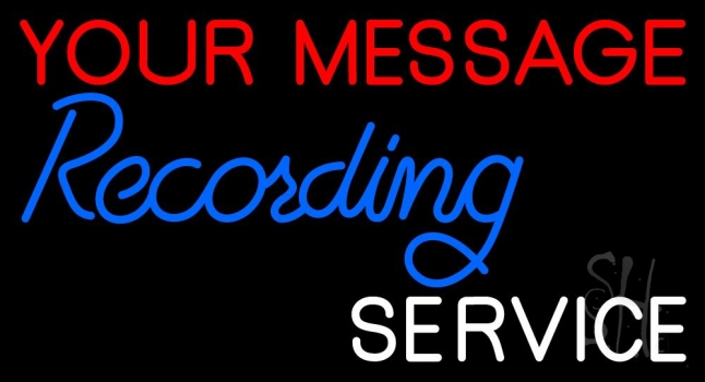 Custom Blue Recording White Service Neon Sign