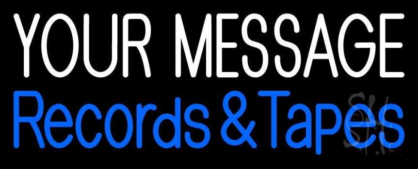 Custom Blue Records And Tapes Neon Sign