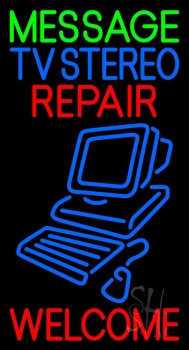 Custom Blue Tv Stereo Red Repair Neon Sign