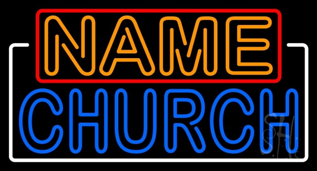 Custom Double Stroke Church With Border Neon Sign