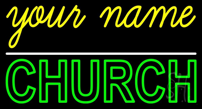 Custom Green Double Stroke Church Neon Sign