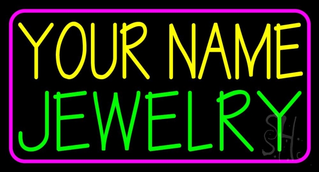 Custom Green Jewelry Pink Border Neon Sign