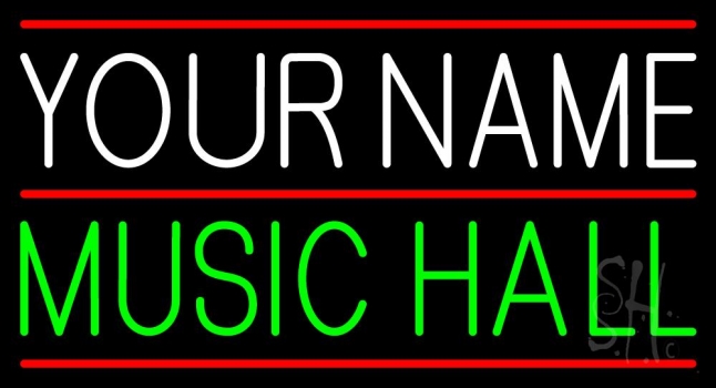 Custom Green Music Hall Red Line Neon Sign