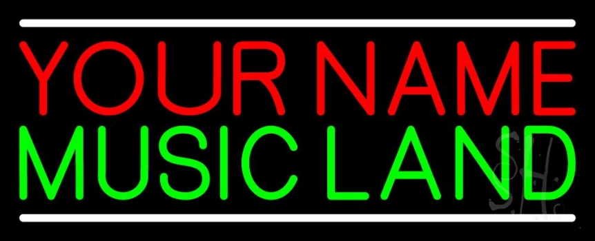 Custom Green Music Land White Line Neon Sign
