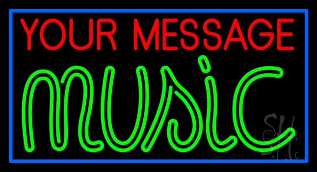 Custom Music Green Border Blue Neon Sign