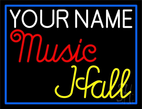 Custom Music Hall Blue Border Neon Sign