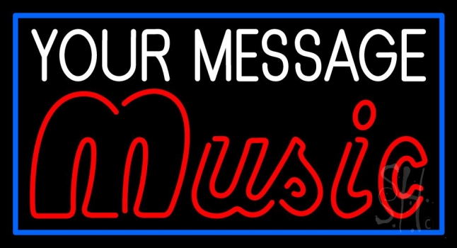 Custom Music Red Border Blue Neon Sign