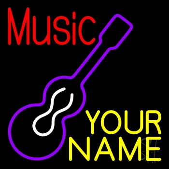 Custom Music Red Guitar Purple Neon Sign