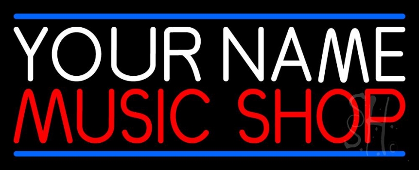 Custom Music Shop Red Line Blue Neon Sign