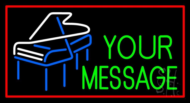 Custom Piano Red Border Neon Sign