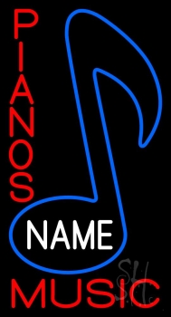 Custom Pianos Vertical Neon Sign