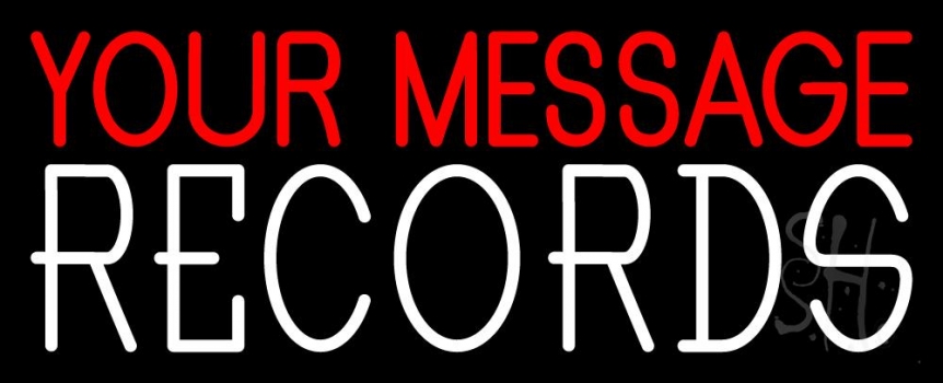 Custom Records White Neon Sign