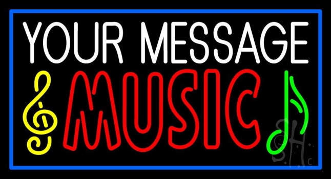 Custom Red Music Blue Border Neon Sign