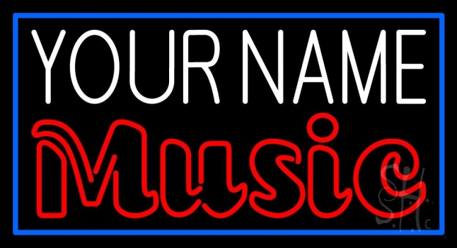 Custom Red Music Blue Border Neon Sign