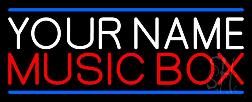 Custom Red Music Box Blue Line Neon Sign