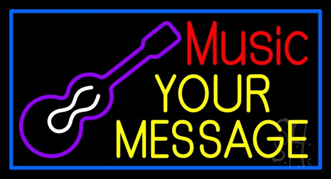 Custom Red Music Guitar With Blue Border Neon Sign