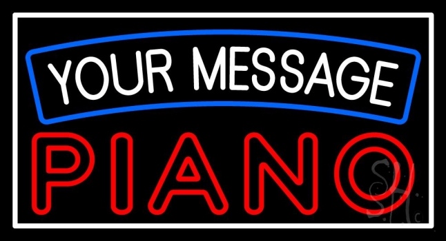 Custom Red Piano Block White Border Neon Sign