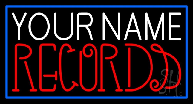 Custom Red Records Blue Border 2 Neon Sign