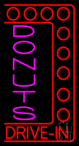 Vertical Donuts Drive In Neon Sign