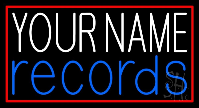 Custom Red Records Red Border 1 Neon Sign
