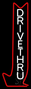 Vertical Drive Thru With Down Arrow Neon Sign