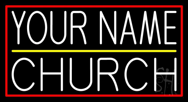 Custom White Church With Border Neon Sign