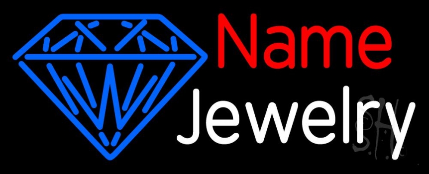 Custom White Jewelry Blue Logo Neon Sign