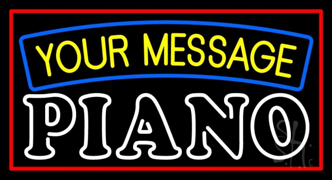 Custom White Piano Block Red Border Neon Sign