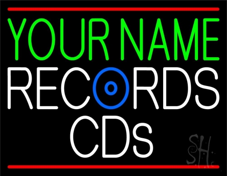 Custom White Records Cds Neon Sign