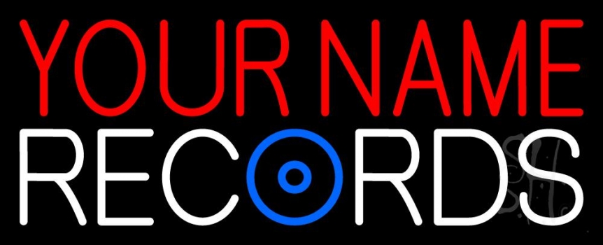 Custom White Records Neon Sign